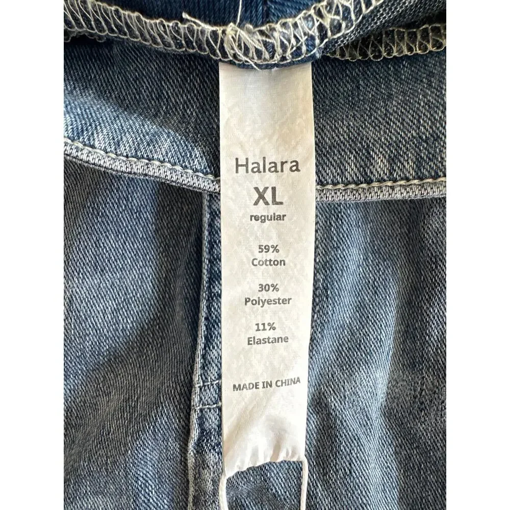 Halara Flex™ High Waisted Skirt Pockets Bodycon Washed Denim Casual Midi NWT XL